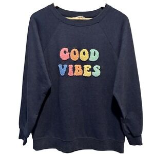 Wildfox Good Vibes Sweatshirt Womens Small Crewneck Oversized Slouchy Relaxed